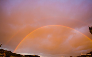 Rainbow above Edinburgh, widescreen version